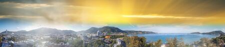 Amazing aerial view of Patong Beach and Phuket skyline, Thailand.の写真素材