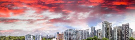 Singapore skyline at sunset from Emerald Hill Road.の写真素材