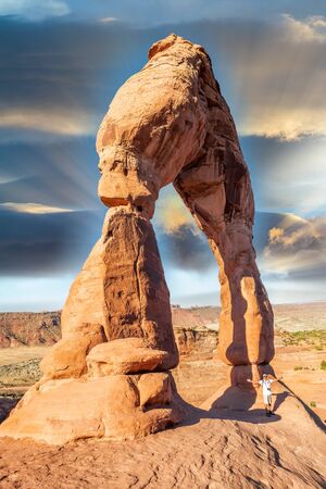 Delicate Arch on a wonderful summer day, Arches National Park, USA.の写真素材