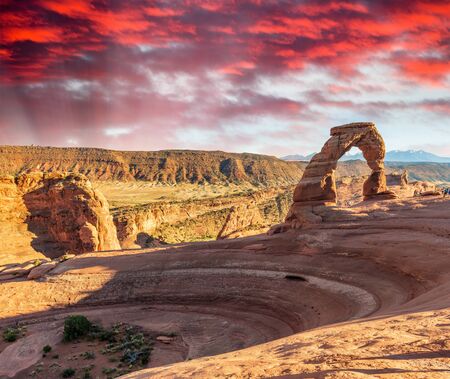 Surrounding landscape of Delicate Arch, Arches National Park, USA.の写真素材