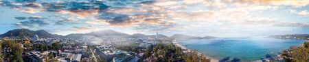 Beautiful aerial view of Patong Beach coastline in Phuket, Thailand.の写真素材