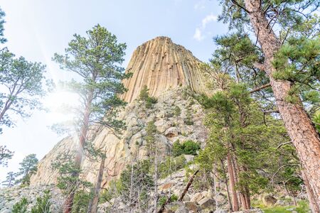 Devils Tower in natural landscape. Wyoming, United States.の写真素材