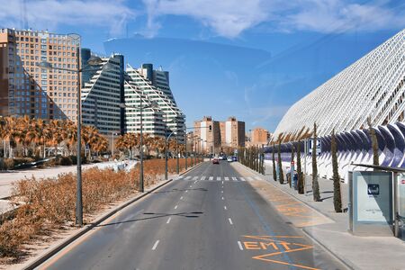 VALENCIA, SPAIN - MARCH 4, 2007: Modern city architecture on a beautiful sunny day.の写真素材