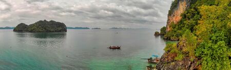 Thailand archipelago, aerial view. Beautiful islands in Krabi province as seen from drone.の写真素材