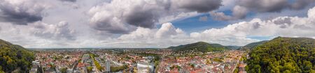 Aerial view of Heidelberg cityscape on a sunny day, Germany.の写真素材