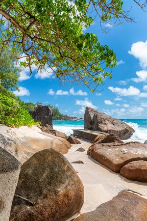 Beautiful view of Anse Intendance in Mahe', Seychelles.の写真素材