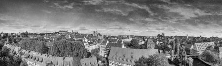 Aerial view of Nuremberg at sunset, Germany.の写真素材