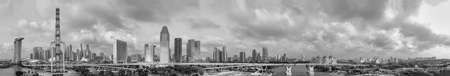 SINGAPORE - JANUARY 2, 2020: Aerial panoramic view of city skyline from ferrys wheel.のeditorial素材