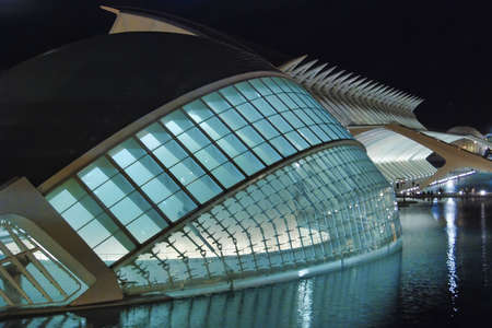 VALENCIA, SPAIN - MARCH 5, 2007: Modern city architecture on a beautiful winter night.のeditorial素材