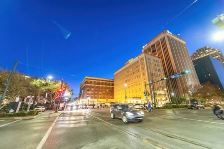 NEW ORLEANS  - FEBRUARY 2016: City streets on a beautiful clear night.の写真素材