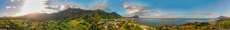 Amazing panoramic aerial view of Mauritius Island, Africa.の写真素材