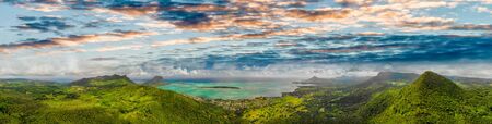 Amazing panoramic aerial view of Mauritius Island, Africa.の写真素材