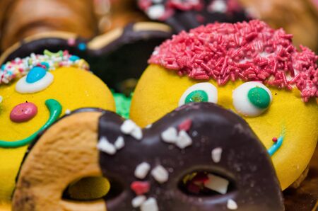 Colorful cookies on the table. Freshly cooked.の写真素材