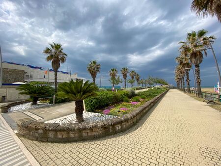 Beach Pier in Lido Di Camaiore, Tuscany, Italy.の写真素材