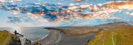 Amazing aerial view of Djupalonssandur coastline, Iceland in summer season.の写真素材