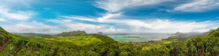 Amazing panoramic aerial view of Mauritius Island, Africa.の写真素材