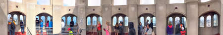 SAN FRANCISCO, CA - AUGUST 6, 2017: Panoramic view of tourists on the top of Coit Tower.のeditorial素材