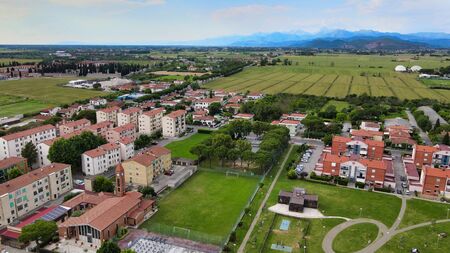 Amazing aerial view of Pisa, famous town of Tuscany, Italyの写真素材