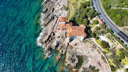 Amazing aerial view of Livorno coastline, Tuscany. Leghorn from the droneの写真素材