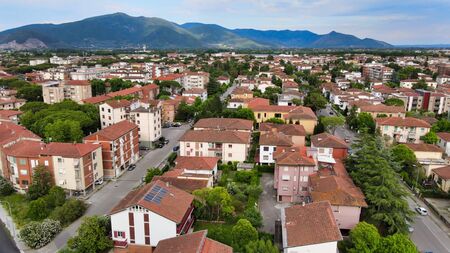Amazing aerial view of Pisa, famous town of Tuscany, Italyの写真素材