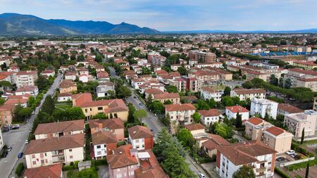 Amazing aerial view of Pisa, famous town of Tuscany, Italyの写真素材