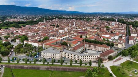 Amazing aerial view of Lucca, Tuscany.の写真素材