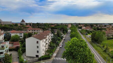 Amazing aerial view of Pisa, famous town of Tuscany, Italyの写真素材
