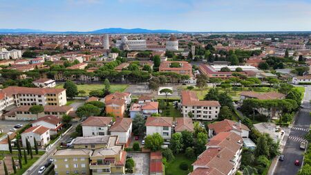 Amazing aerial view of Pisa, famous town of Tuscany, Italyの写真素材