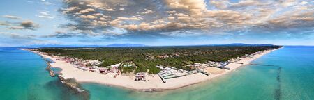Amazing aerial view of Marina di Pisa, famous town of Tuscany, Italyの写真素材