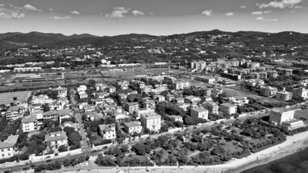 Amazing aerial view of Livorno coastline, Tuscany. Leghorn from the droneの写真素材