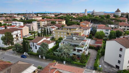 Amazing aerial view of Pisa, famous town of Tuscany, Italyの写真素材