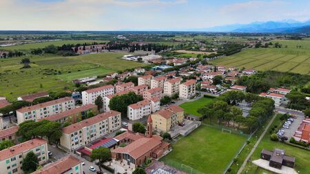 Amazing aerial view of Pisa, famous town of Tuscany, Italyの写真素材