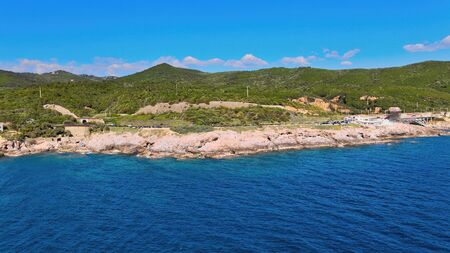 Amazing aerial view of Livorno coastline, Tuscany. Leghorn from the droneの写真素材