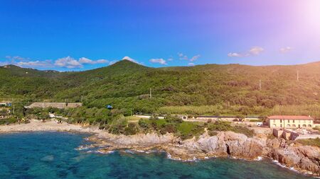 Amazing aerial view of Livorno coastline, Tuscany. Leghorn from the droneの写真素材