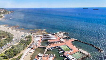 Amazing aerial view of Livorno coastline, Tuscany. Leghorn from the droneの写真素材