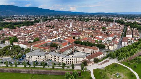Amazing aerial view of Lucca, Tuscany.の写真素材