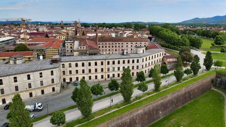 Amazing aerial view of Lucca, Tuscany.の写真素材