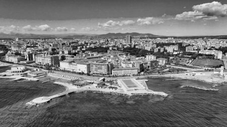 Amazing aerial view of Livorno coastline, Tuscany. Leghorn from the droneの写真素材