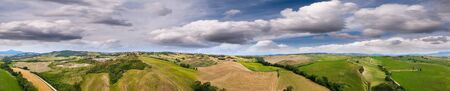 Amazing aerial view of beautiful Tuscany Hills in spring season, Italy.の写真素材