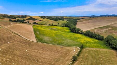 Amazing aerial view of beautiful Tuscany Hills in spring season, Italy.の写真素材