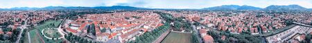 Amazing aerial view of Lucca, famous town of Tuscany, Italyの写真素材