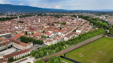 Amazing aerial view of Lucca, Tuscany.の写真素材