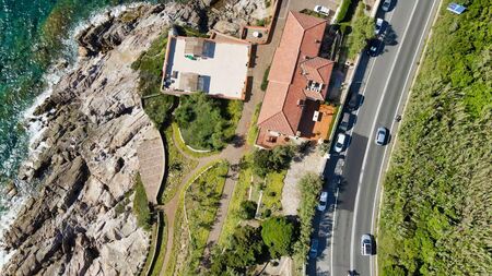 Amazing aerial view of Livorno coastline, Tuscany. Leghorn from the droneの写真素材