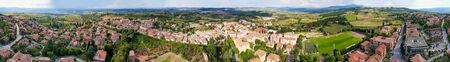 Amazing aerial view of beautiful Tuscany Hills in spring season, Italy.の写真素材