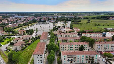 Amazing aerial view of Pisa, famous town of Tuscany, Italyの写真素材