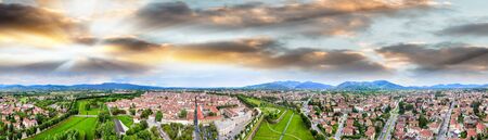 Amazing aerial view of Lucca, famous town of Tuscany, Italyの写真素材