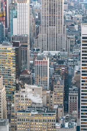 Spectacular aerial view of Manhattan skyline on a beautiful day, New York City, NY, USA.の写真素材