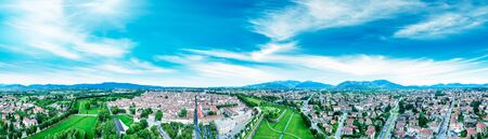 Amazing aerial view of Lucca, famous town of Tuscany, Italyの写真素材