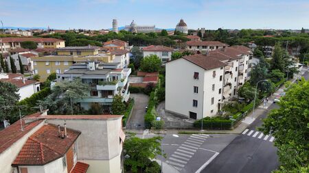 Amazing aerial view of Pisa, famous town of Tuscany, Italyの写真素材