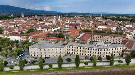 Amazing aerial view of Lucca, Tuscany.の写真素材
